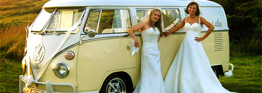 Old fashion van for wedding guest transportation