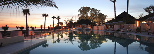 Sunset at holiday resort in Estepona