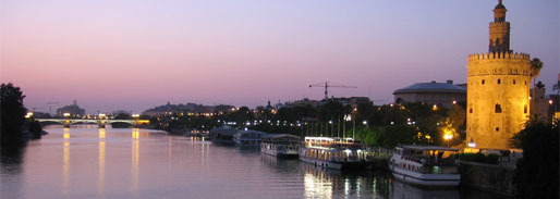 River Guadalquivir during sunset in Seville