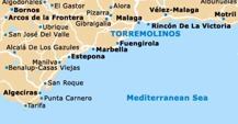 Map of Malaga coastilne